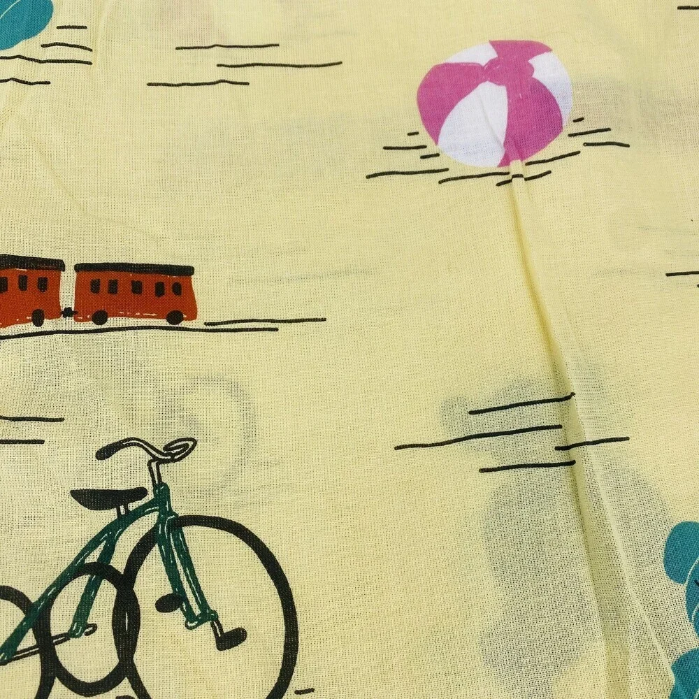Ikea KAPPHAST Twin Yellow Bear & Bike Print Duvet Cover Cotton W/ Pillow Sham